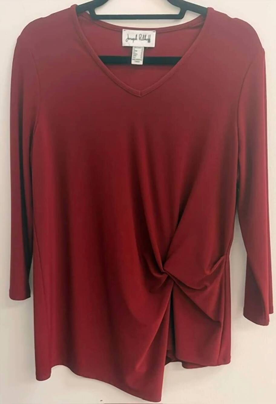 NEW JOSEPH RIBKOFF women's knot-like detail three-quarter length sleeves top in